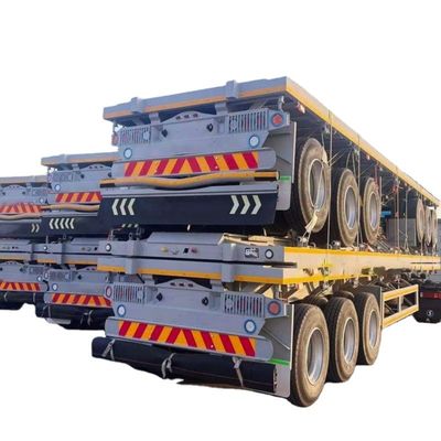 kupować Wysokiej wydajności kontener do przewozów żeglugowych półprzewód niebieski 30-80 ton 2 3 4 osi półprzewód płaskoładowy online manufacture