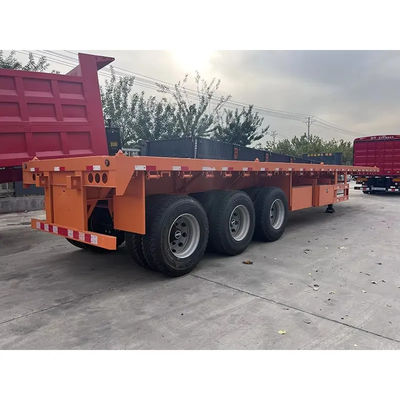 kupować Gorący 20 stóp 40 stóp Transport kontenerowy 3-osiowy płaski półprzewód z 12,5 * 2,5 * 1,55m 12r22.5 online manufacture